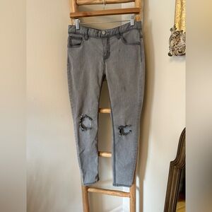 Free People “High Rise Busted Knee Skinny Jeans” 28 Grey